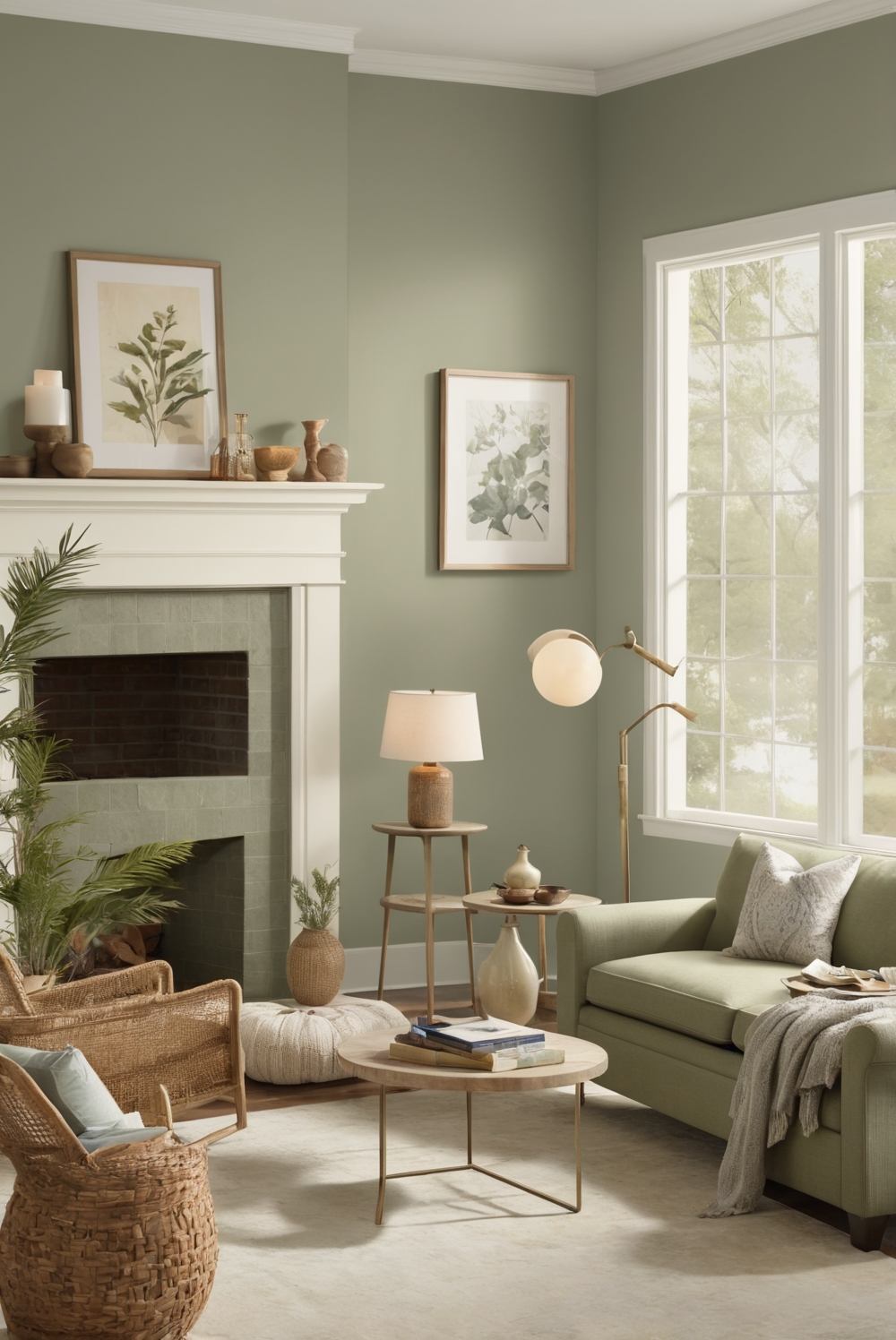 Serene Sage: Elevating Your Living Room with Soft Green Hues