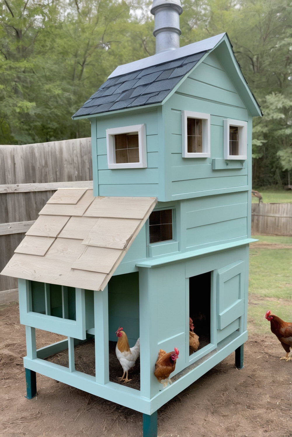 DIY chicken coop designs, green paint, blue paint, home decorating, home interior