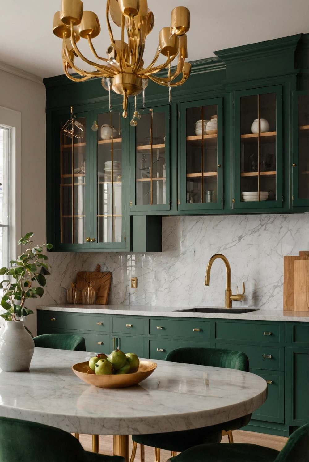 How to Design a Kitchen with Green Cabinets and Gold Hardware ( Luxurious Kitchen Aesthetic)