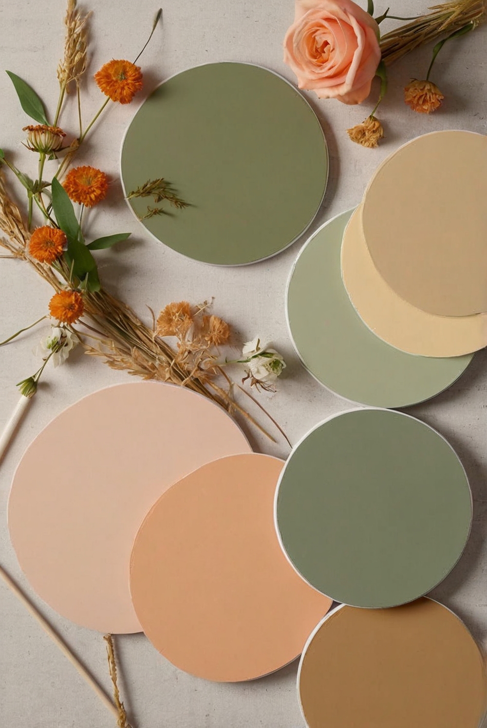 Peach, Sage Green, interior design, home decor, space planning