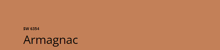 Sherwin Williams Armagnac (SW 6354)
A deep, rich terracotta with brown undertones, adding a luxurious and warm touch to any space.