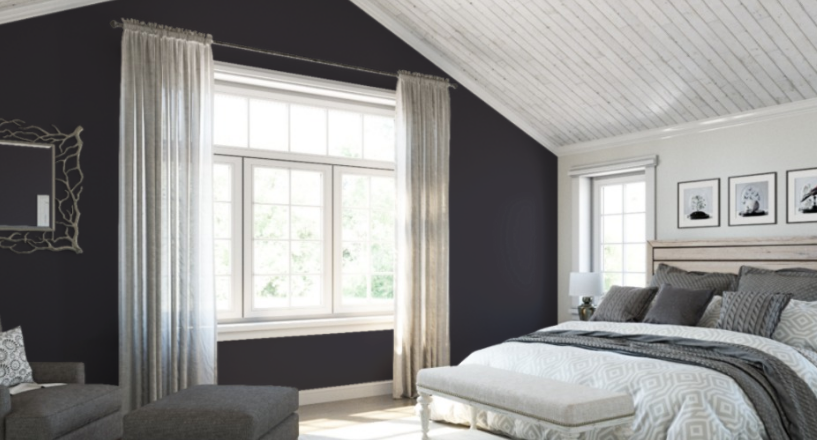 Sherwin Williams Black Swan SW 6279
Rich, dark purple with black undertones, adding a dramatic and luxurious touch to any room.