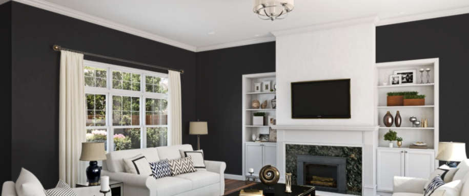 Sherwin Williams Caviar SW 6990
Elegant, deep black with a slight sheen, providing a luxurious and bold appearance for a modern barn house.