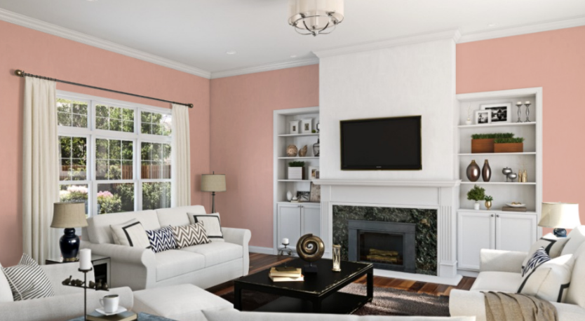 Sherwin Williams Mellow Coral (SW 6324)
A gentle blush with coral undertones, offering a warm and inviting vibe that pairs well with cool gray tones.