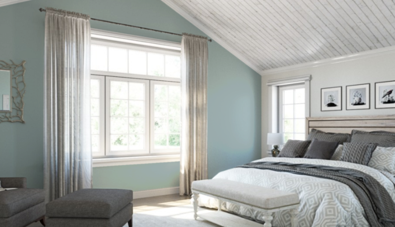 Sherwin Williams Rain SW 6219
Soft, cool gray with blue undertones, reminiscent of reflective lake surfaces, perfect for a calm and sophisticated lakeside ambiance.