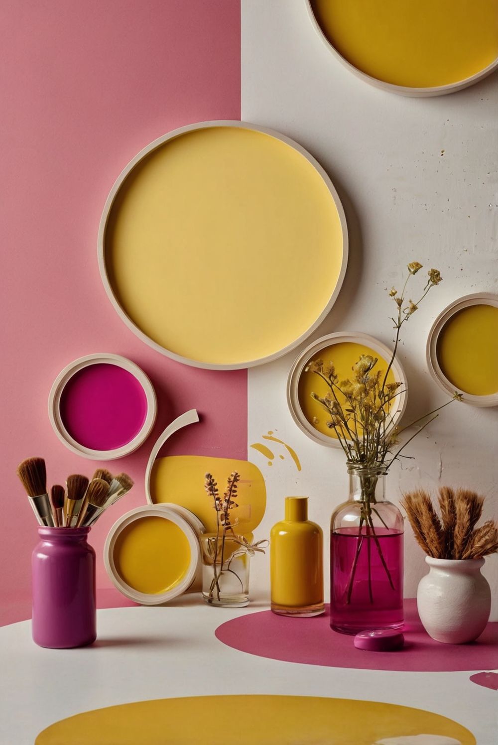 yellow paint, pink paint, interior design ideas, home decor tips, space planning tips