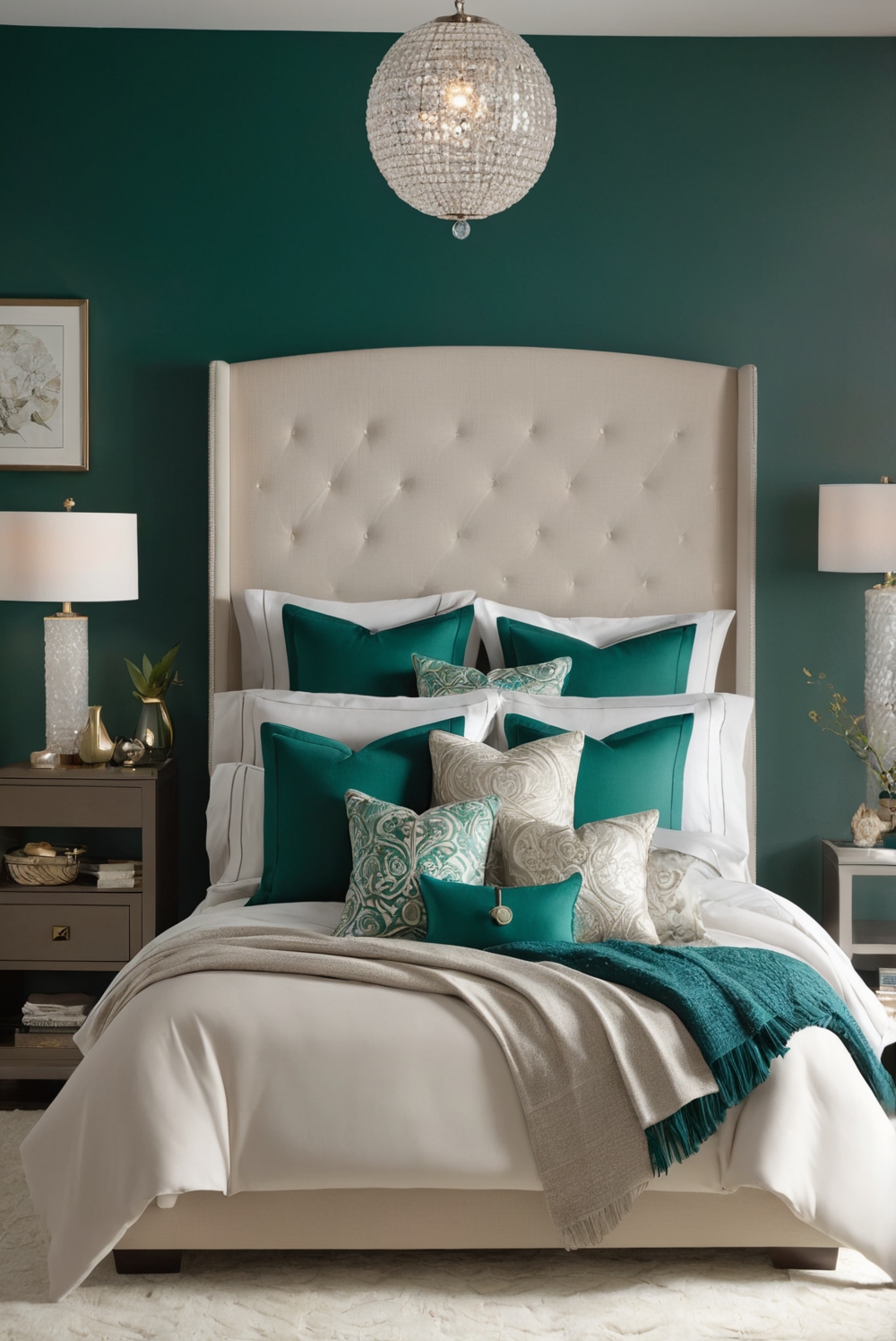 How can you add a pop of color to a neutral bedding set?