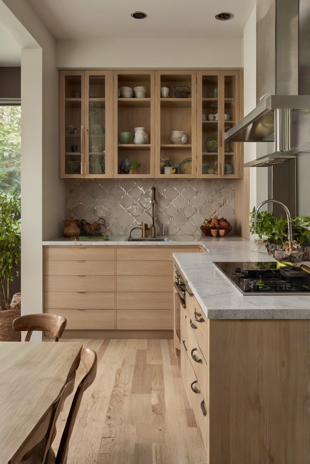 How do you achieve a seamless look between countertops and chic Modern Kitchen cabinetry?