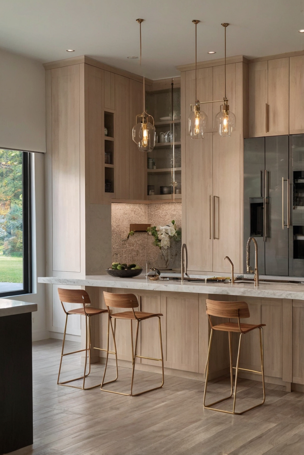 How to create a modern chic Modern Kitchen with flat-panel cabinets in a luxury home?