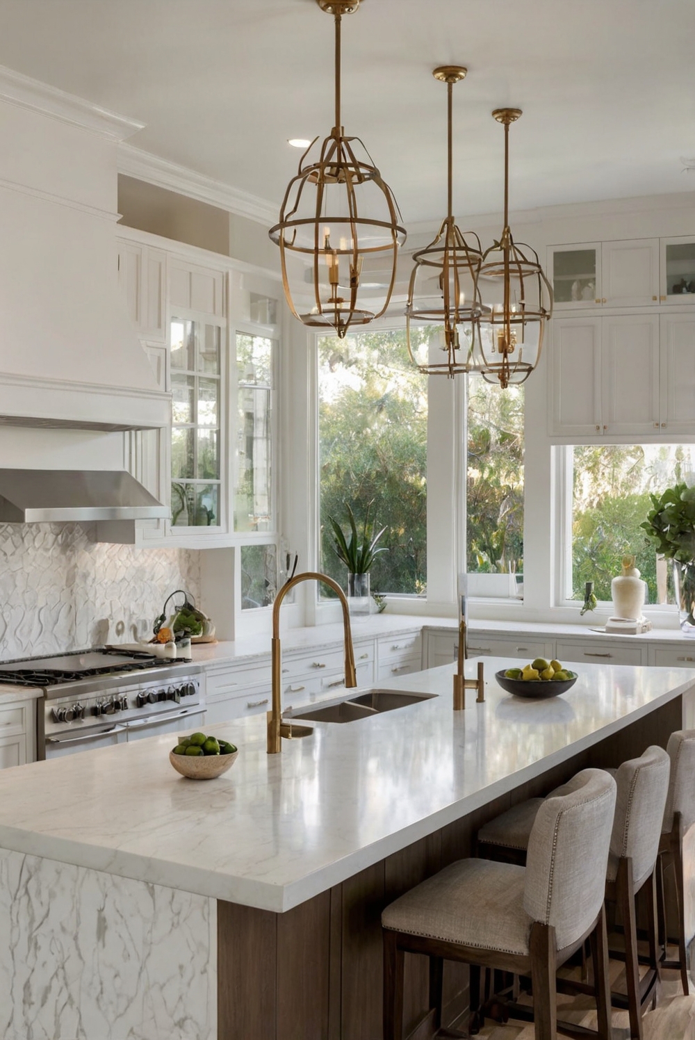 How to create a modern chic Modern Kitchen with flat-panel cabinets in a transitional home?