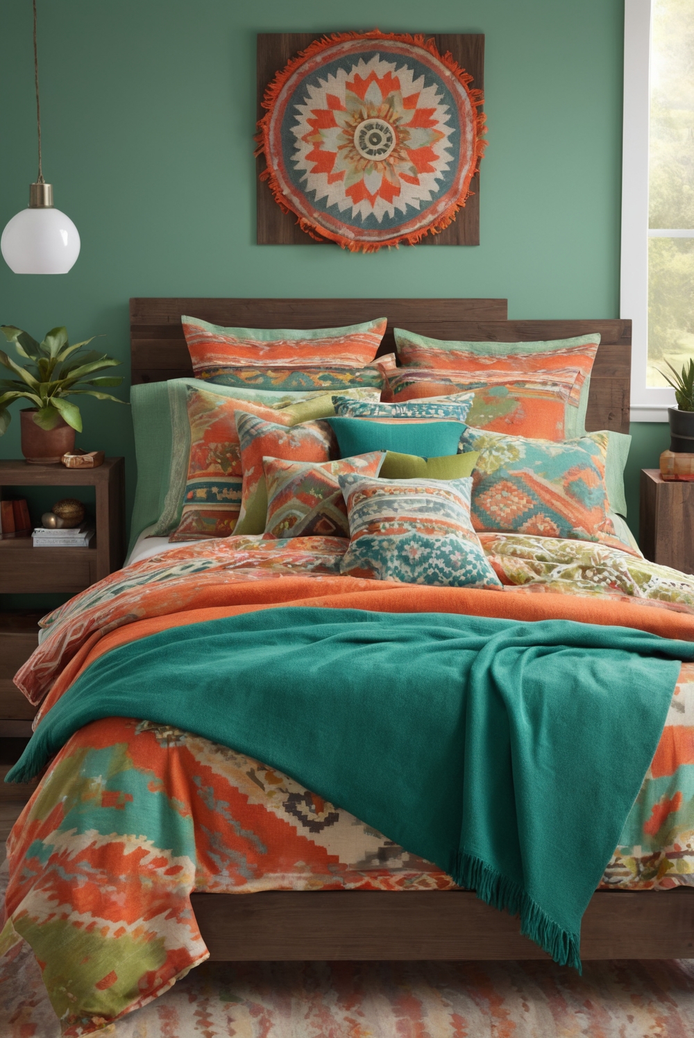 How to style a bed with bold-colored bedding?