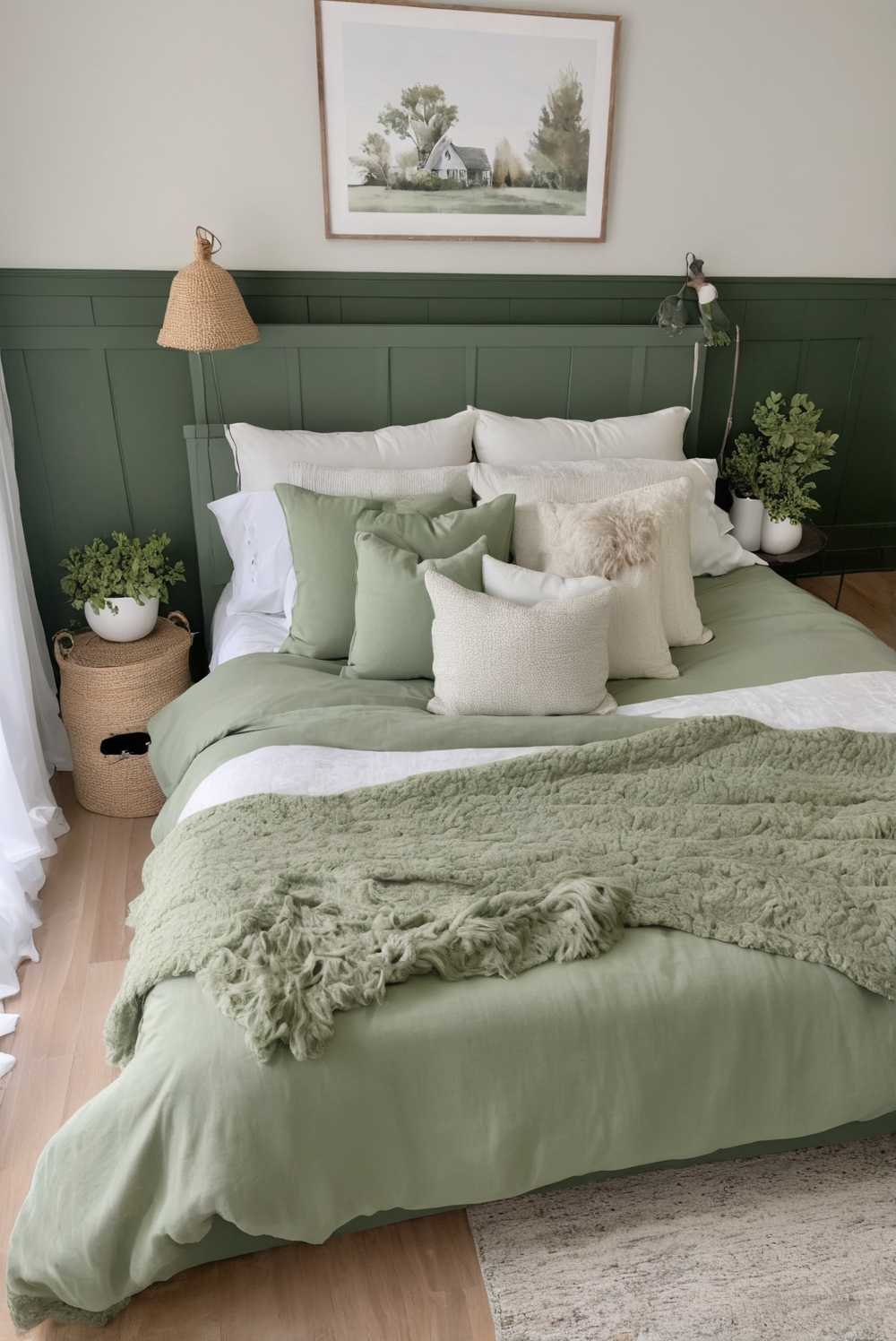 What are the best bedding options for a modern farmhouse bedroom?