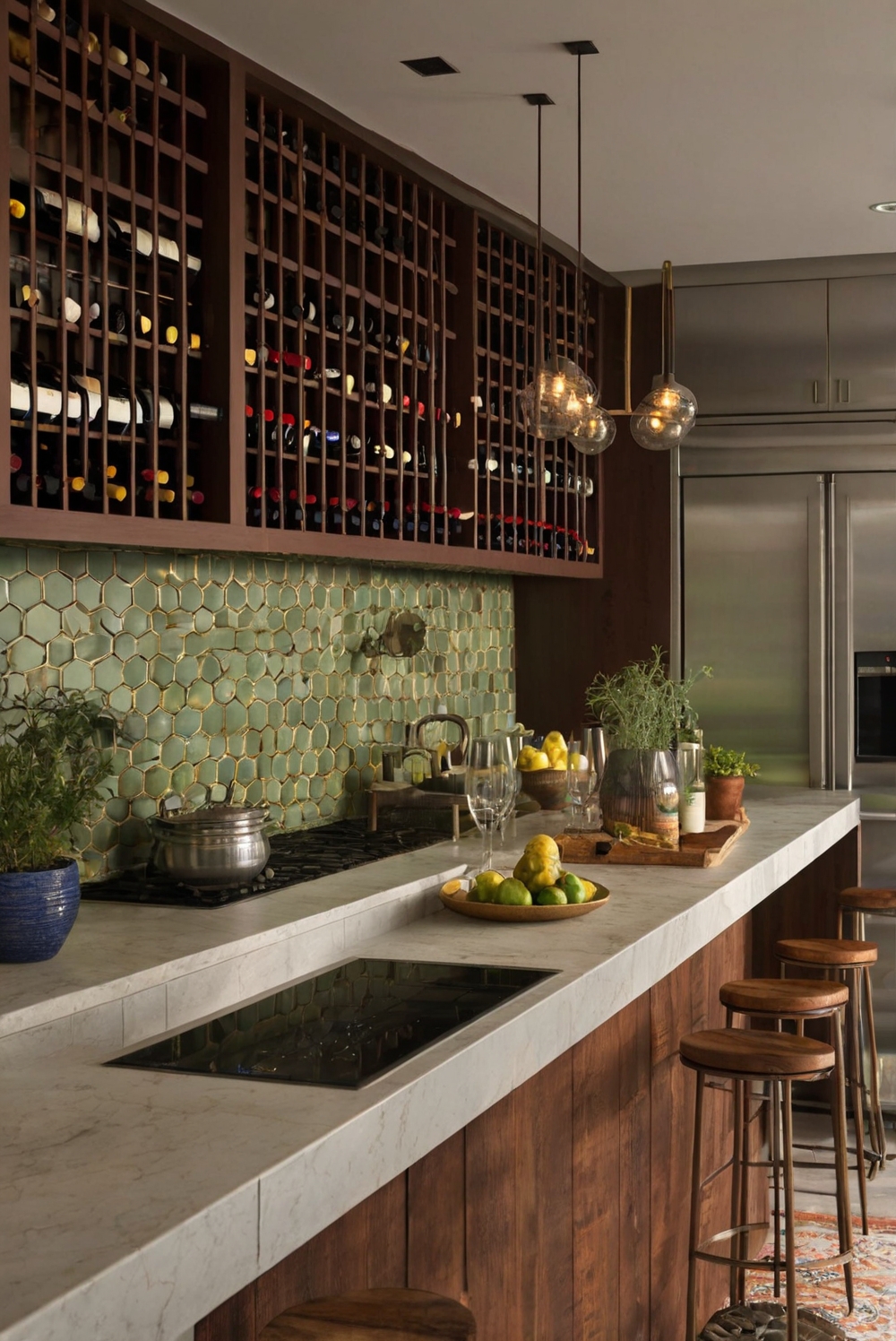 What are the best ways to incorporate a wine rack into a modern kitchen?