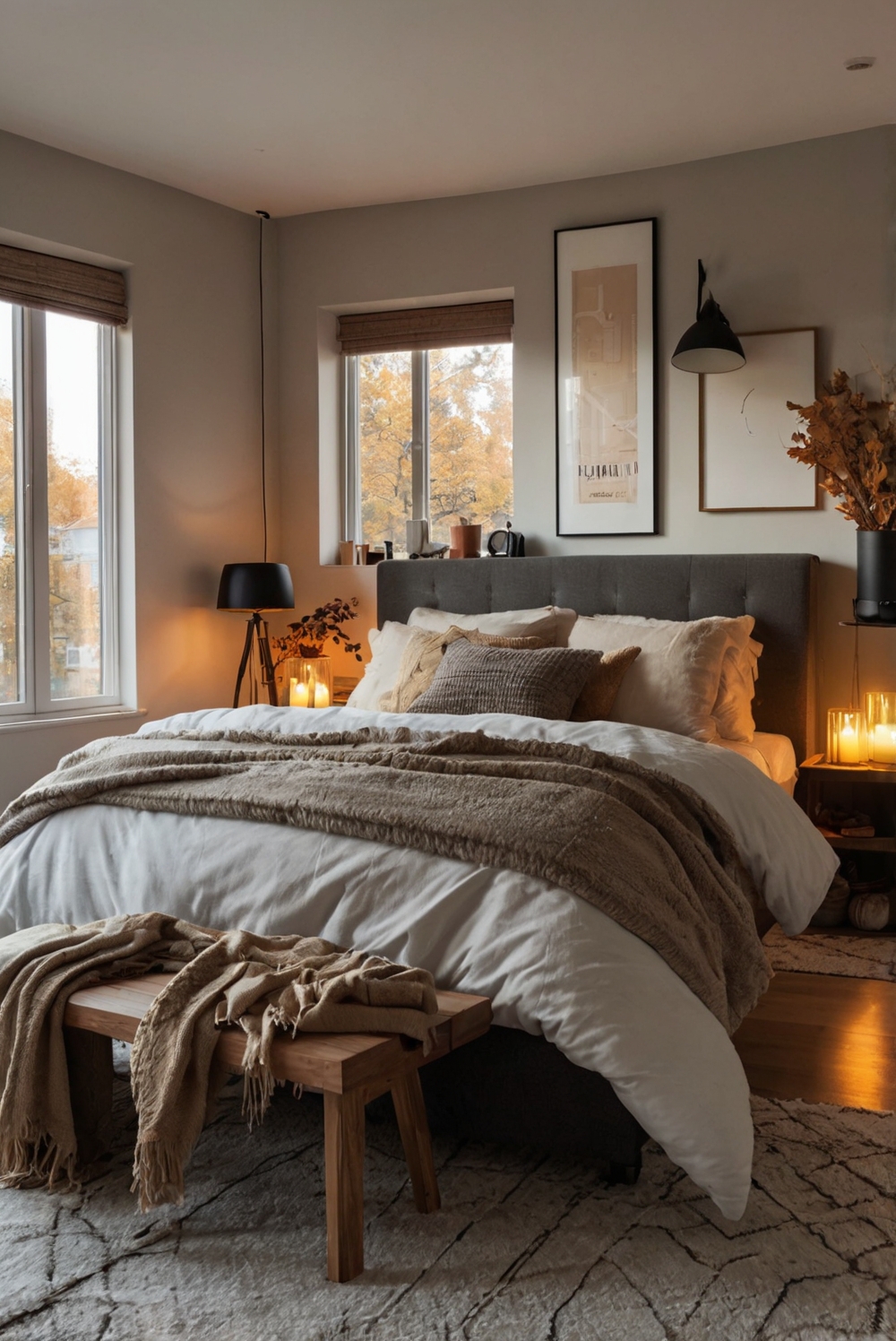 cozy bedroom decor, fall bedroom design, bedroom renovation ideas, comfortable bedding, autumnal color scheme