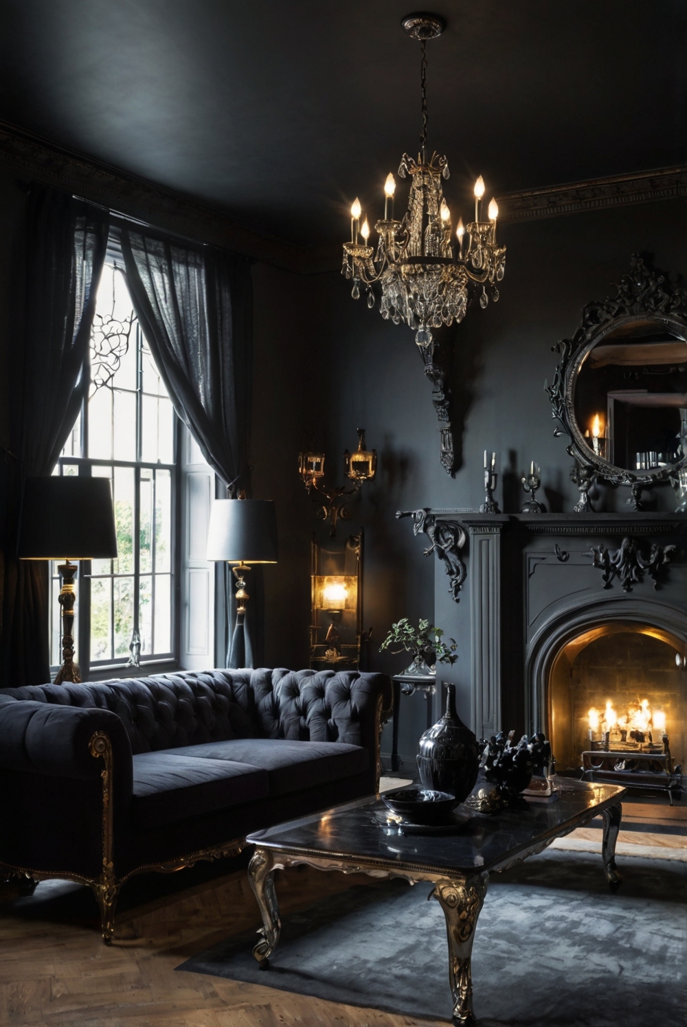 Gothic living room decor, Gothic furniture, Dark decor, Victorian living room, Gothic home design