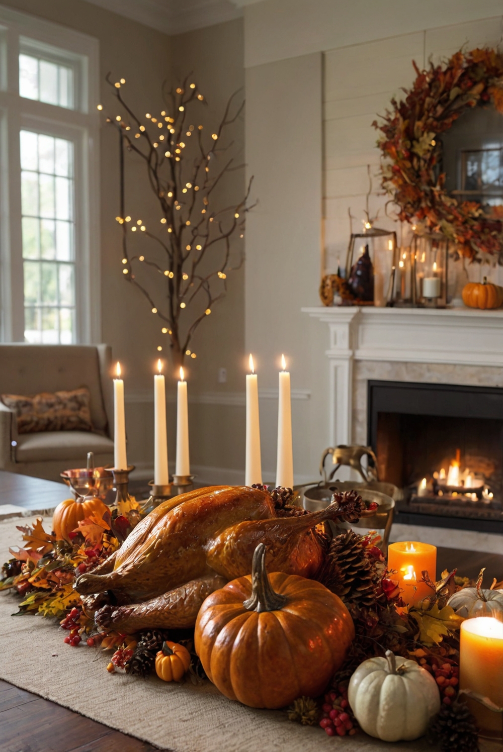 Thanksgiving room decor, Thanksgiving decorations, room decor ideas, festive space, home decor