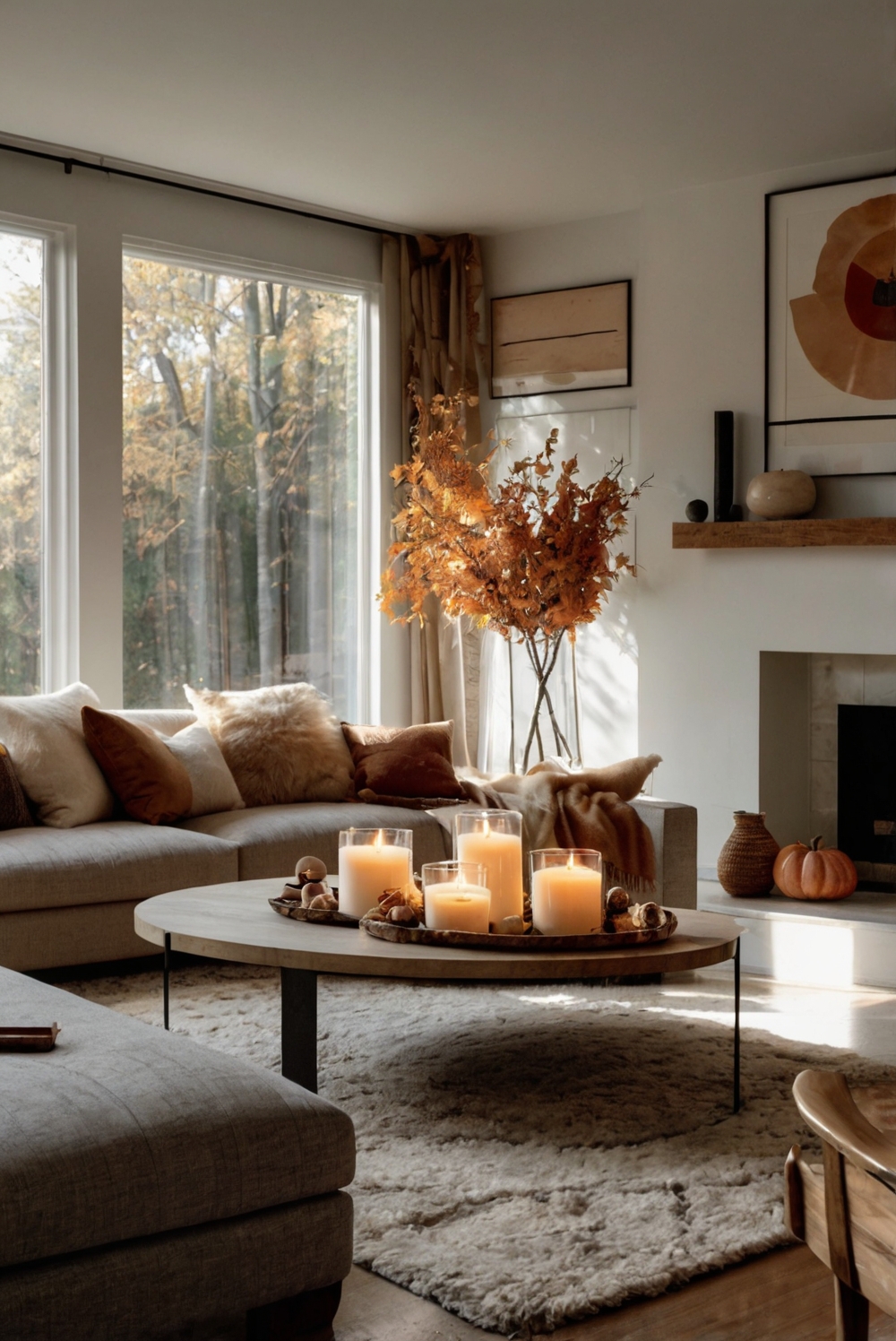 Living room decor ideas, Home decor inspiration, Interior design trends, Autumn home decor, Stylish living room décor