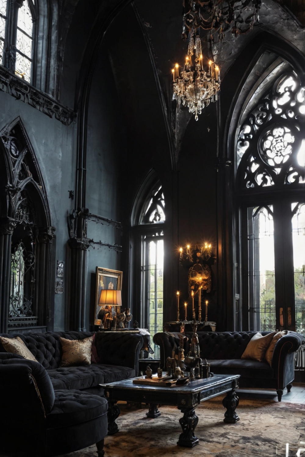 Gothic living room decor, Gothic furniture, Gothic home design, Dark living room ideas, Gothic interior design