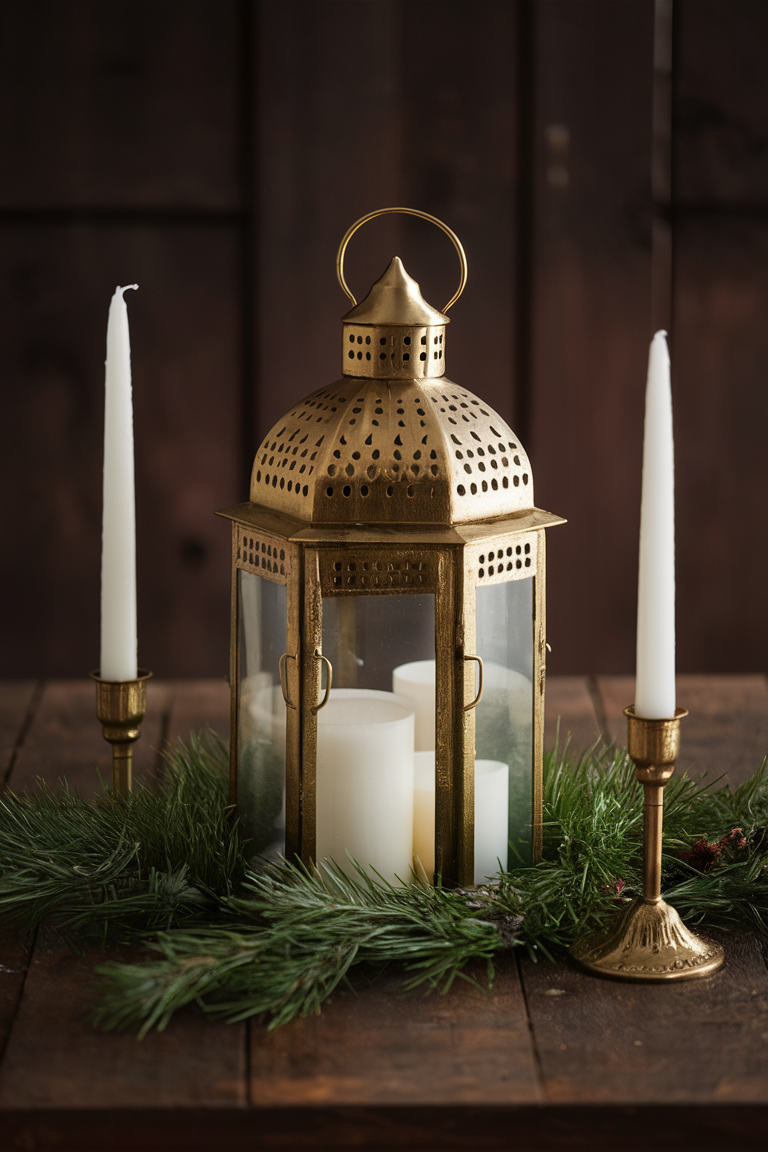 candle lantern, cozy holiday decor, home lighting, indoor ambiance, festive atmosphere