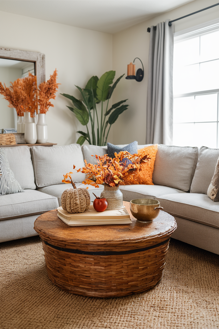 Fall decor ideas, cozy home styling, autumn living room, elegant interior design, modern furniture trends