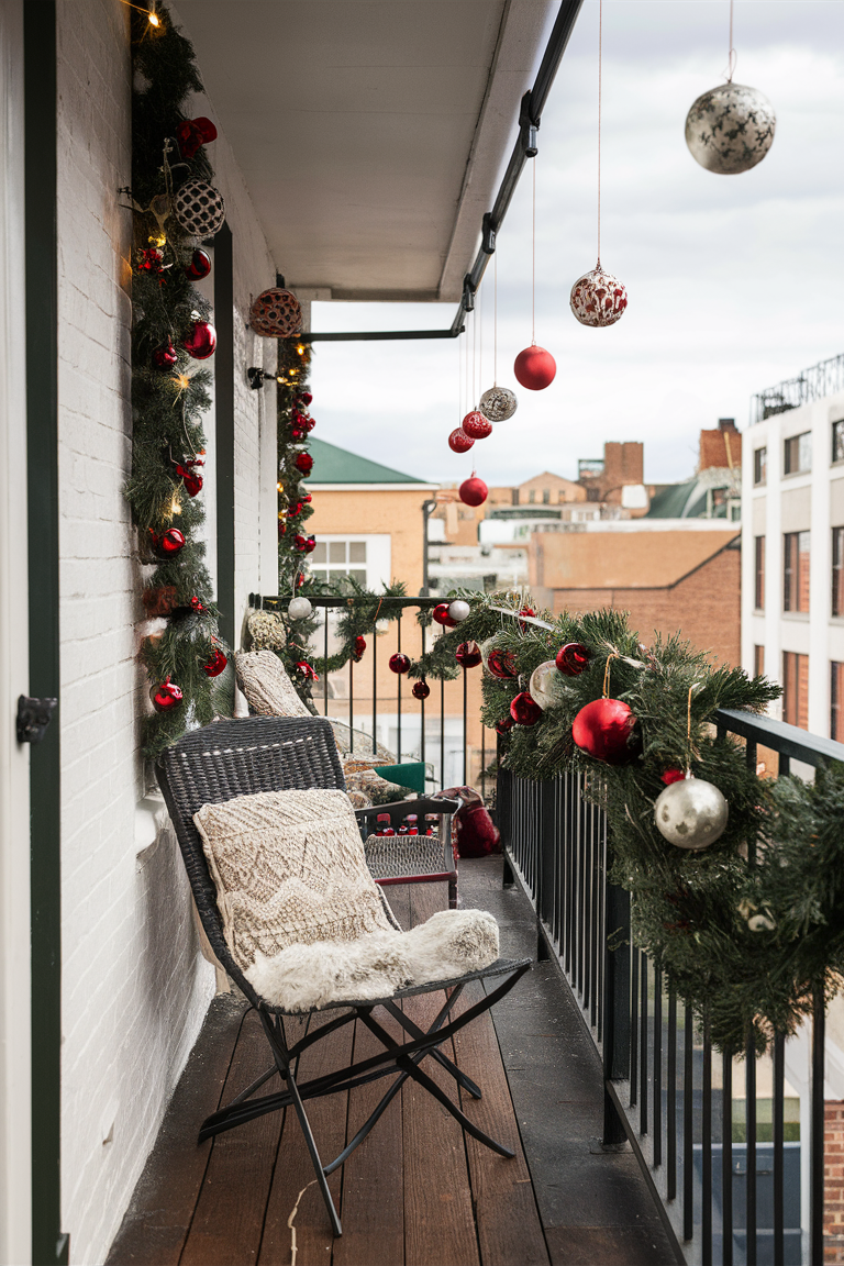 Balcony ornament holders, Outdoor ornament display, Balcony ornament hangers, Creative ornament hanging ideas, Unique balcony ornament decorations