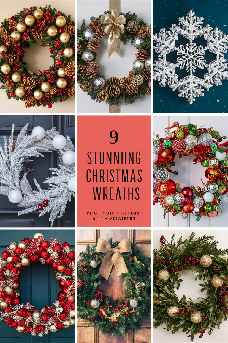 christmas wreath ideas, christmas wreath decorating, holiday wreath inspiration, festive wreath designs, winter wreath decorations