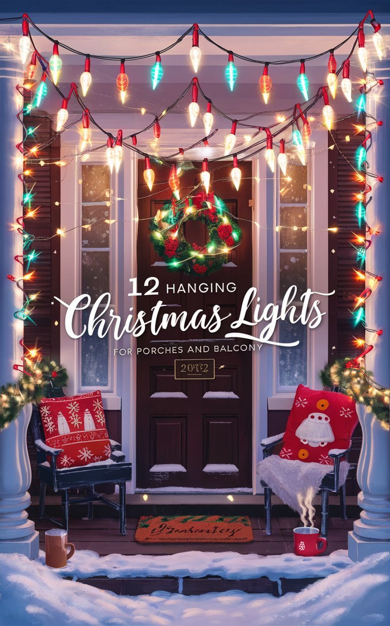 Hanging lights for Christmas, Outdoor Christmas lighting, Christmas light decoration, Holiday light decorations, Porch light ideas