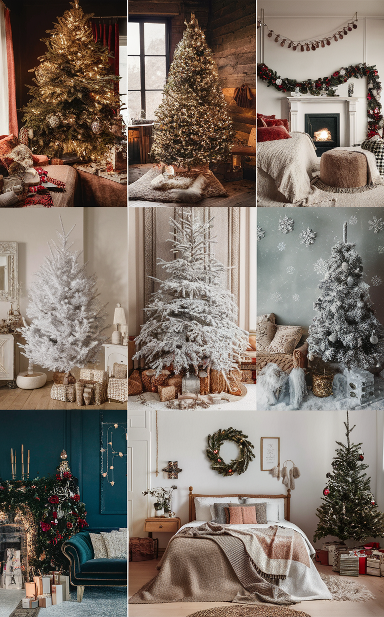 Christmas bedroom decor, Holiday bedroom design, Festive room makeover, Seasonal bed ornaments, Winter interior styling