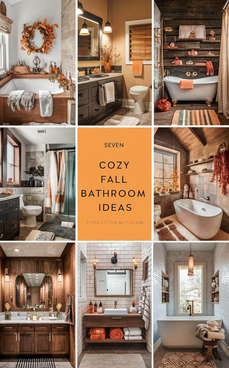 fall bathroom decor, autumn bathroom colors, cozy bath towels, seasonal bathroom accessories, warm bathroom lighting