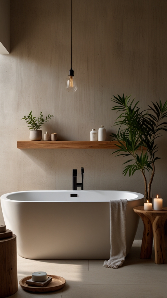 Minimal Decor ,in Japandi ,Bathroom Interiors