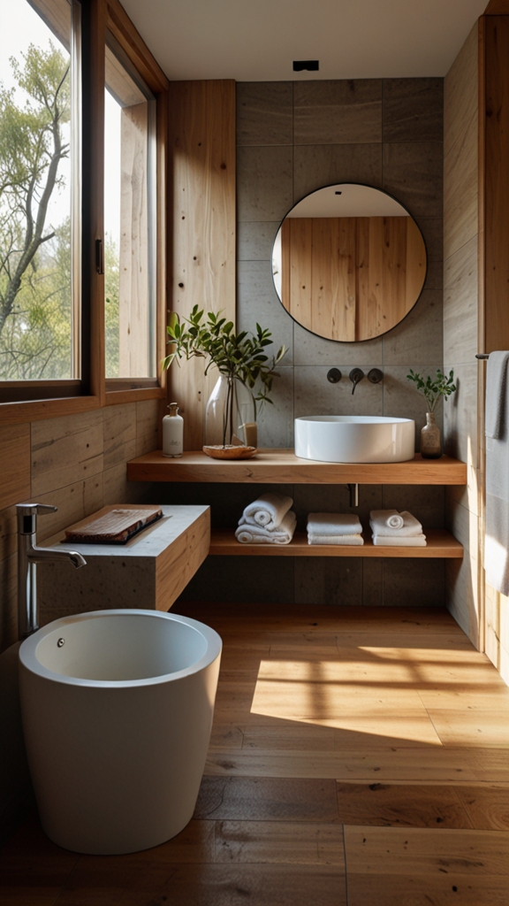 Minimalist Japandi ,Bathroom ,Interior with ,Neutral Tones