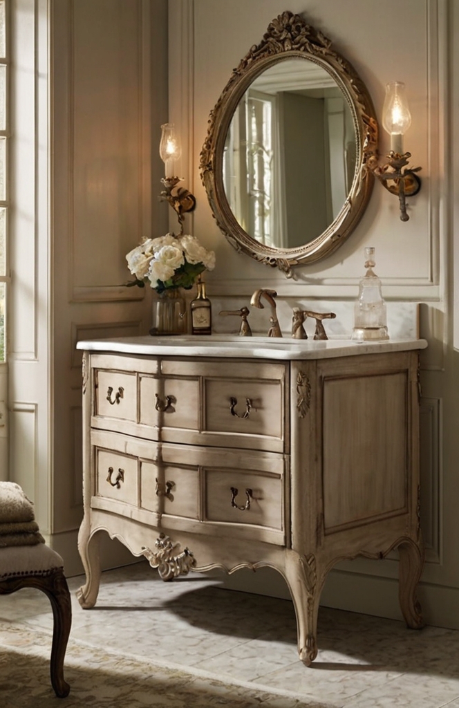 Charming Vanity Designs for French Country Bathrooms