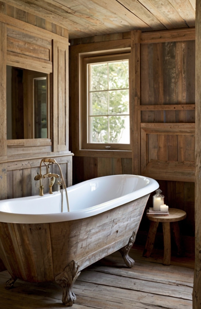 Reclaimed Wood Details for French Country Bathrooms