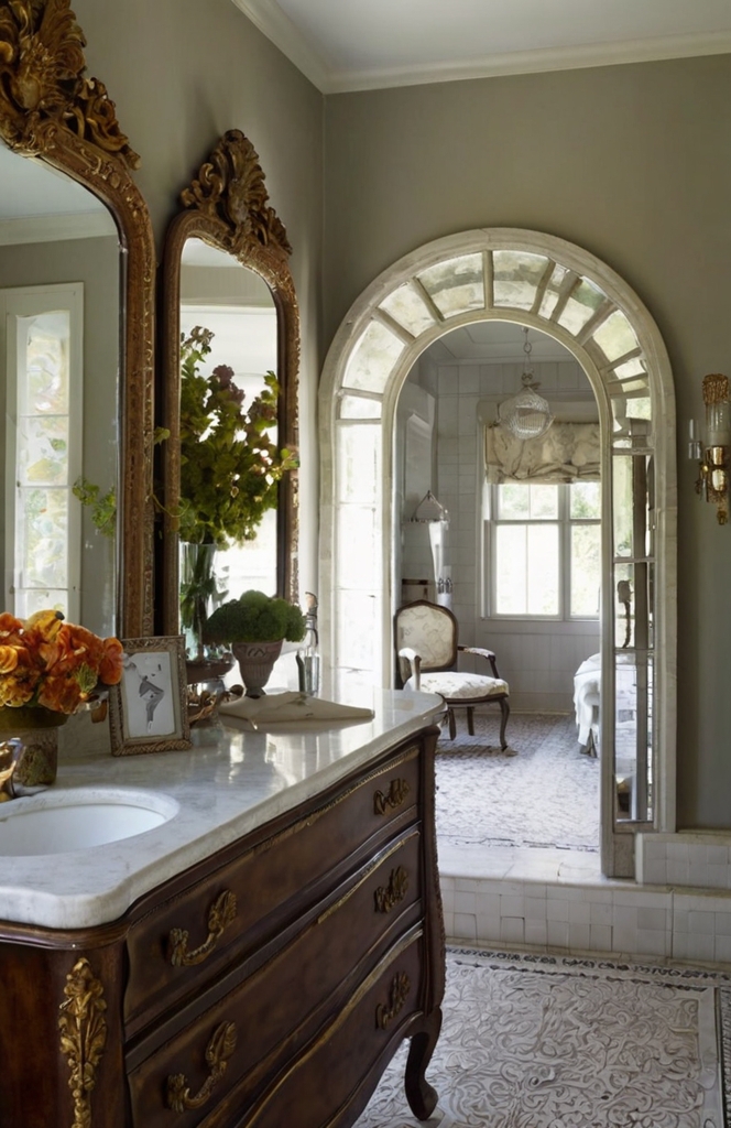 Statement Mirrors for French Country Bathrooms