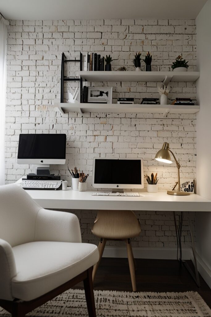 white home office decor, home office design ideas, minimalist home office decor, modern home office furniture, Scandinavian home office design