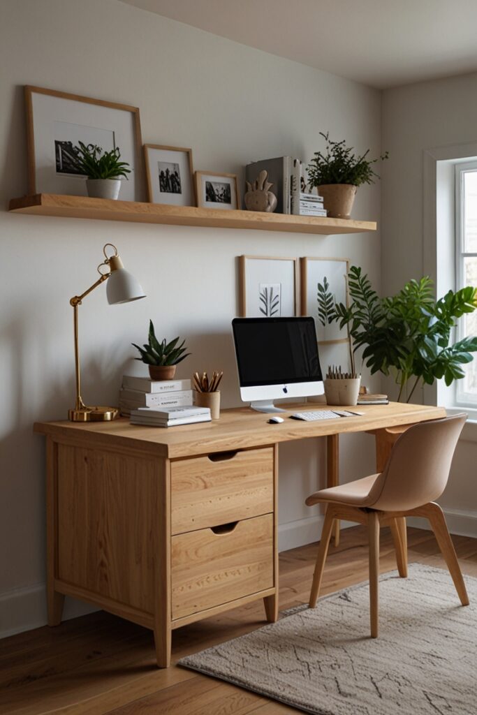 white home office decor, home office design ideas, minimalist home office decor, modern home office furniture, Scandinavian home office design