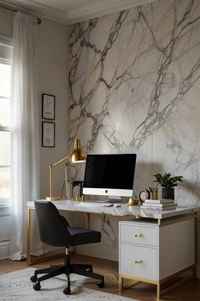 white home office decor, home office design ideas, minimalist home office decor, modern home office furniture, Scandinavian home office design