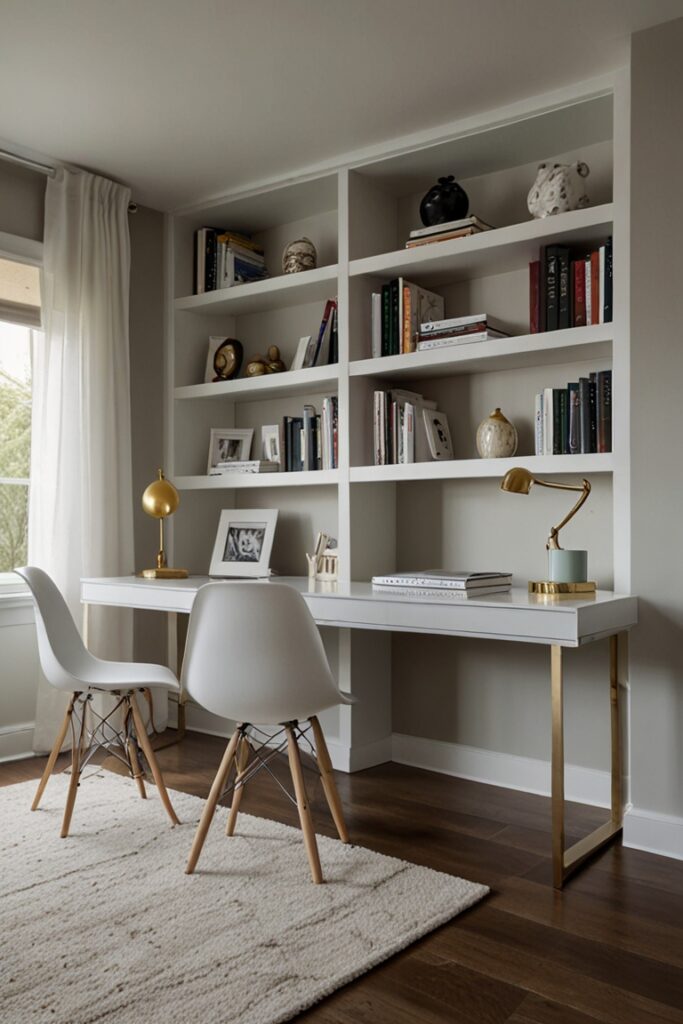 white home office decor, home office design ideas, minimalist home office decor, modern home office furniture, Scandinavian home office design