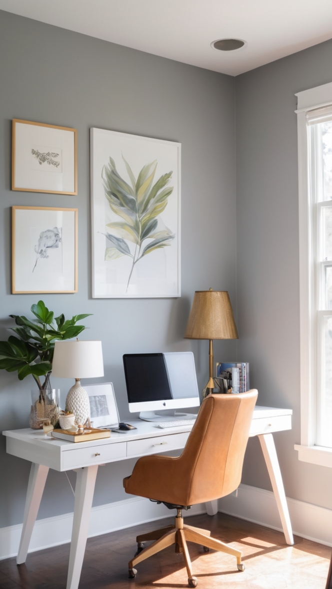 Wall paint, Home decor, Interior design, Office makeover, Neutral shades