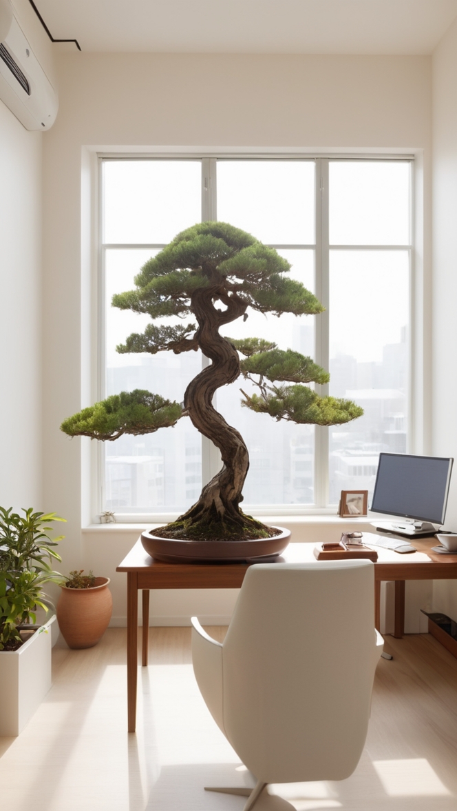 Office design, Bonsai tint, Soften space, Workplace aesthetics, Creative decor