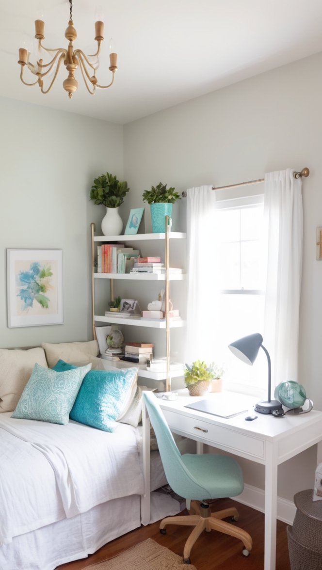 Home office decor, Home office setup, Stylish office furniture, Office design ideas, Dual-purpose office space