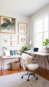 Home office decor, Home office setup, Stylish office furniture, Office design ideas, Dual-purpose office space