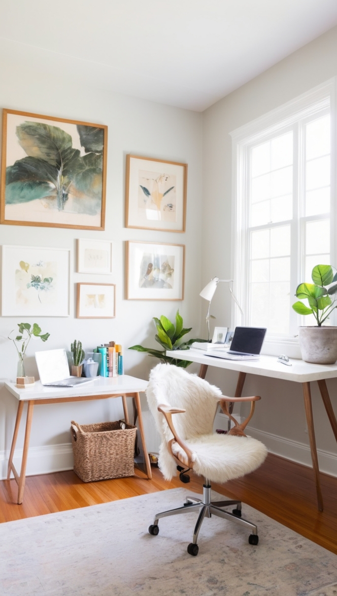 Home office decor, Home office setup, Stylish office furniture, Office design ideas, Dual-purpose office space