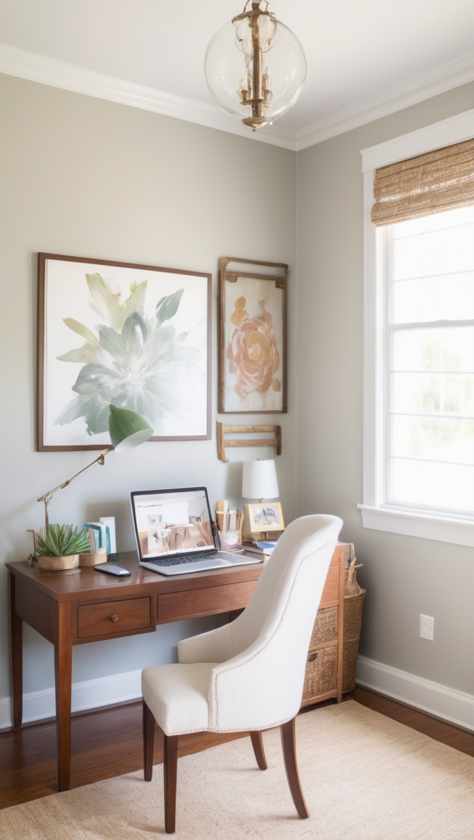 home office decor, modern home office, interior design, desk organization, stylish workspace