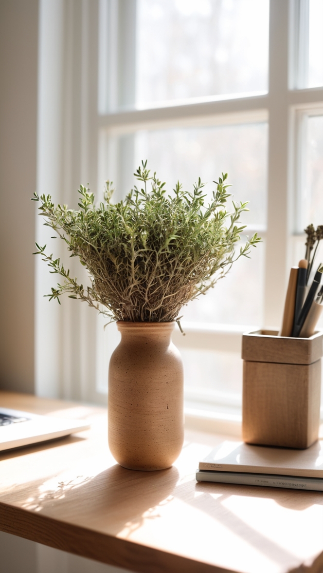 thyme, organic, home office, warmth, dried