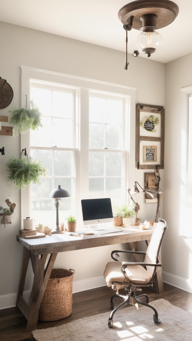 farmhouse decor, rustic furniture, vintage office supplies, barnwood desk, reclaimed wood shelves