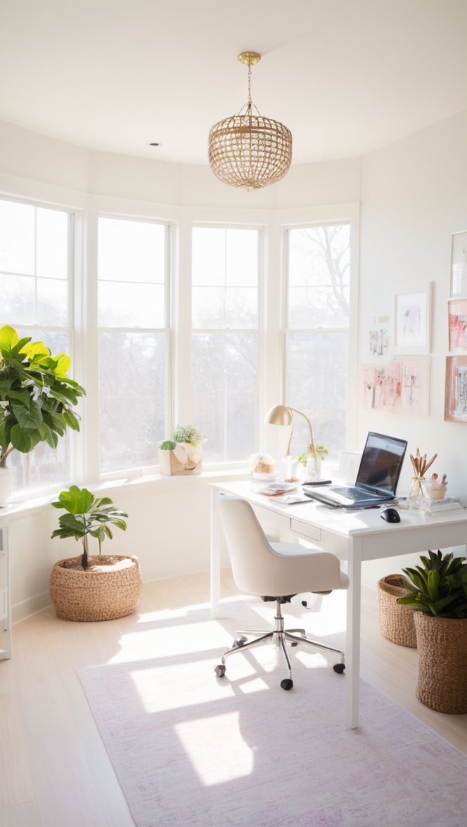 inspirational workspace decor, chic office design, feminine office decor, elegant work space, stylish office accessories