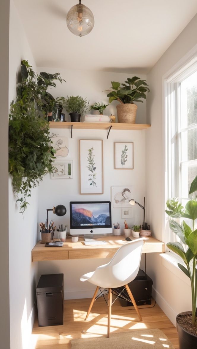 home office design, small space decor, creative workspace, small office ideas, innovative home office