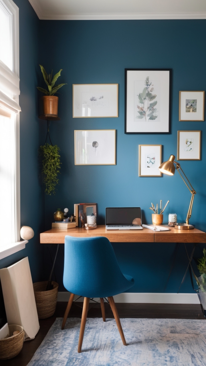 Cadet Blue Paint, Home Office Decor, Moody Wall Colors, Interior Design Trends, Room Makeover