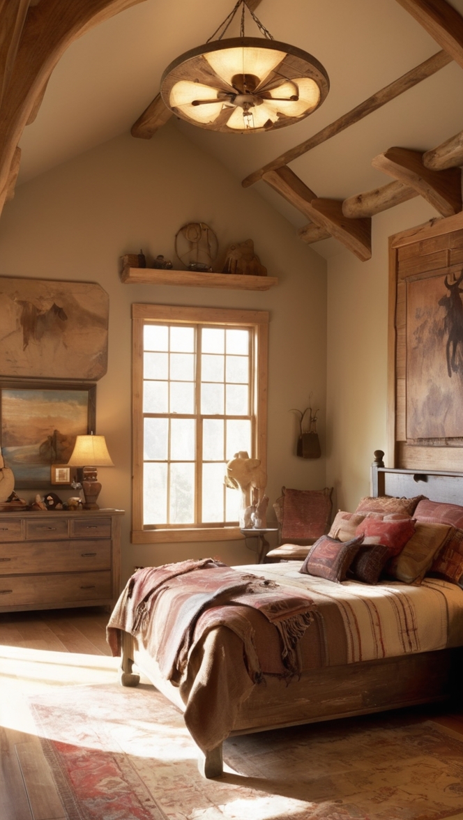 western bedroom ideas, rustic bedroom decor, cowboy bedroom theme, southwestern bedding, ranch style bedroom